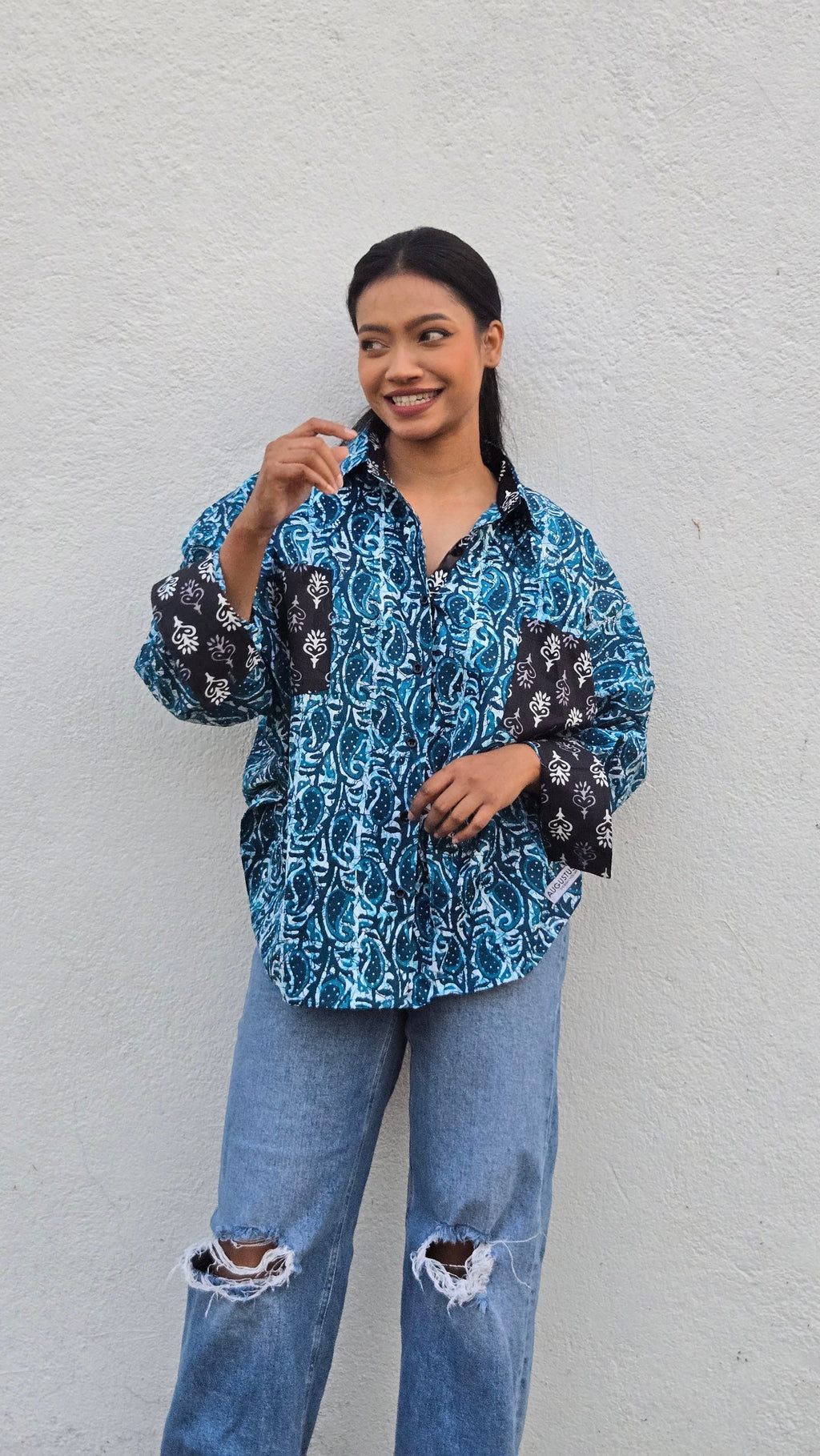 Cotton Printed Oversized Shirt