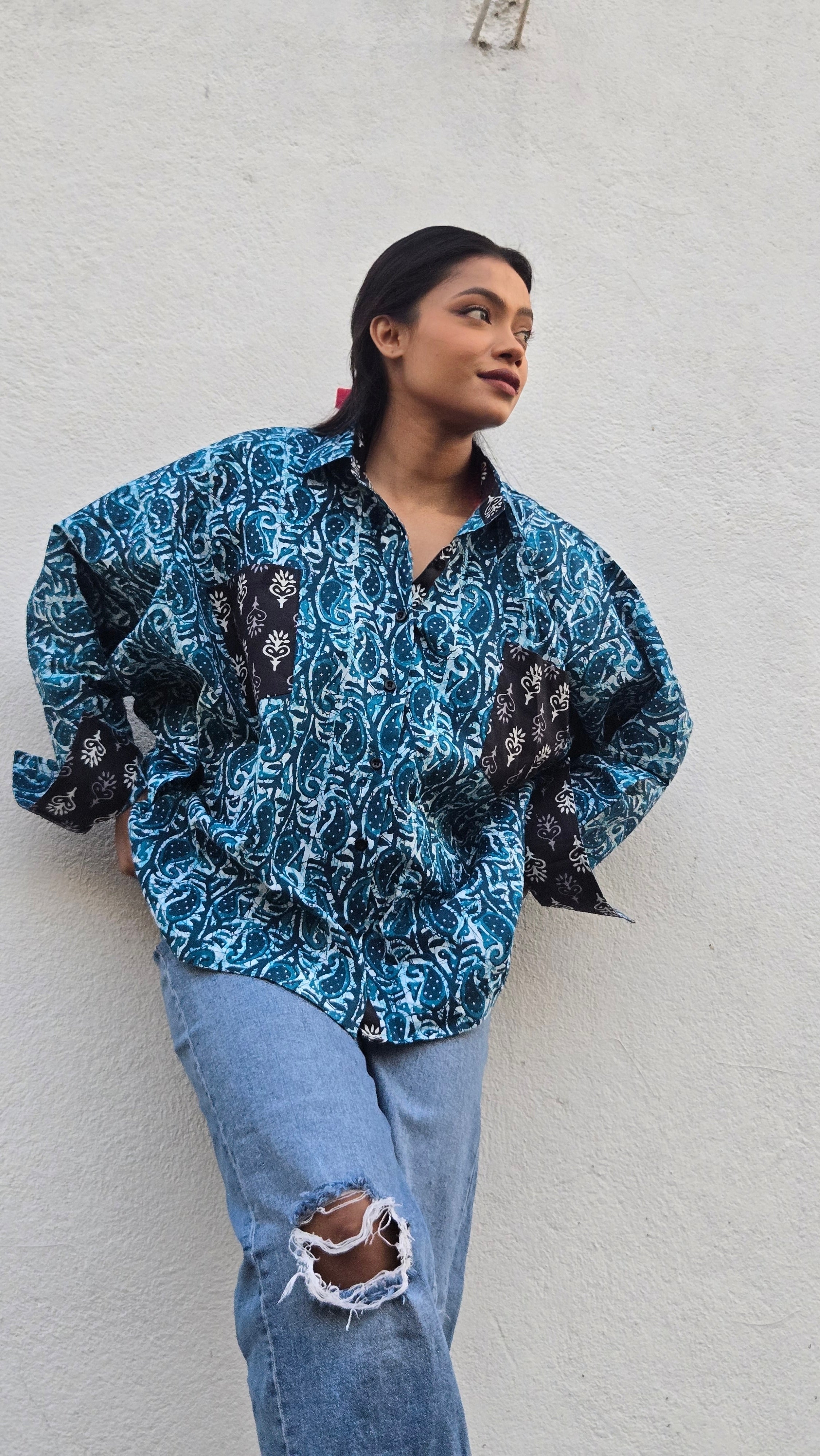 Cotton Printed Oversized Shirt