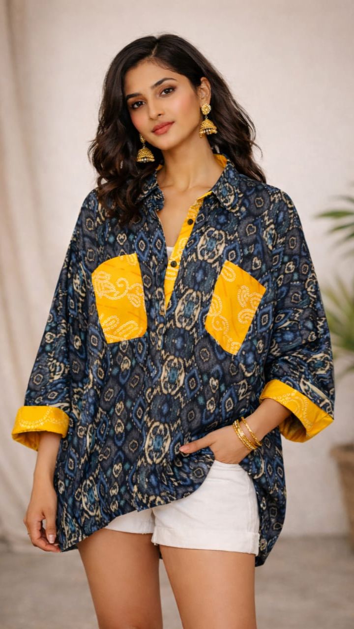 Cotton Printed Oversized Shirt