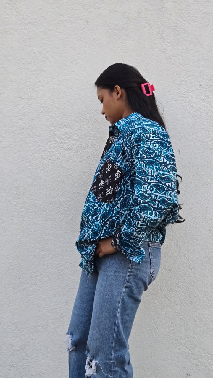 Cotton Printed Oversized Shirt