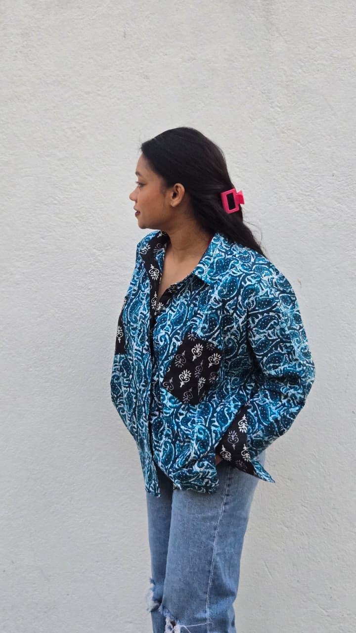 Cotton Printed Oversized Shirt